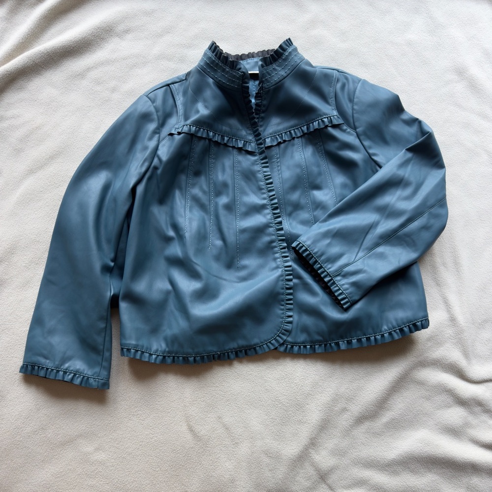 Blue Leather Jacket with Classic Design